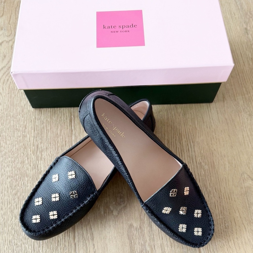 Kate Spade Black Leather Deck Driver Slip On Loafers - Picture 1 of 9